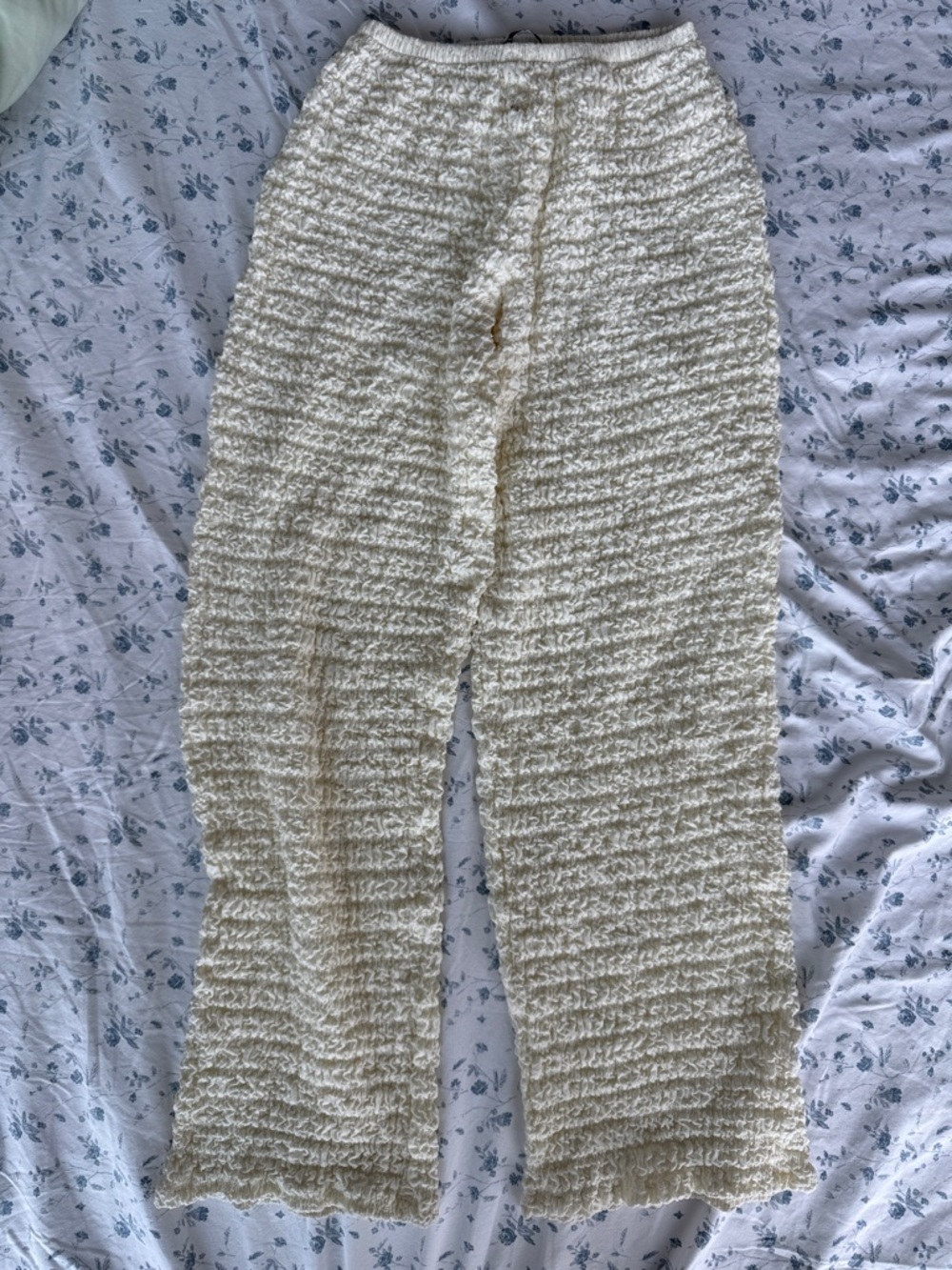 Zara Cream Textured Knit Pants